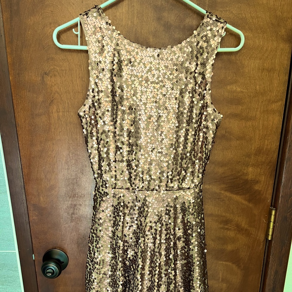Bronze Sequin Party Dress S Holiday Christmas New Years Special Occasion
